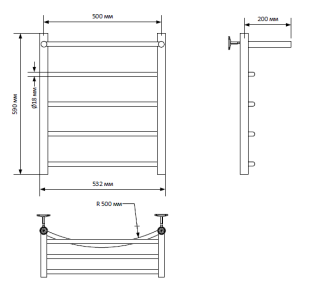 Полотенцесушитель водяной Indigo Arc LASHW60-50P с полкой 60x50 см хром